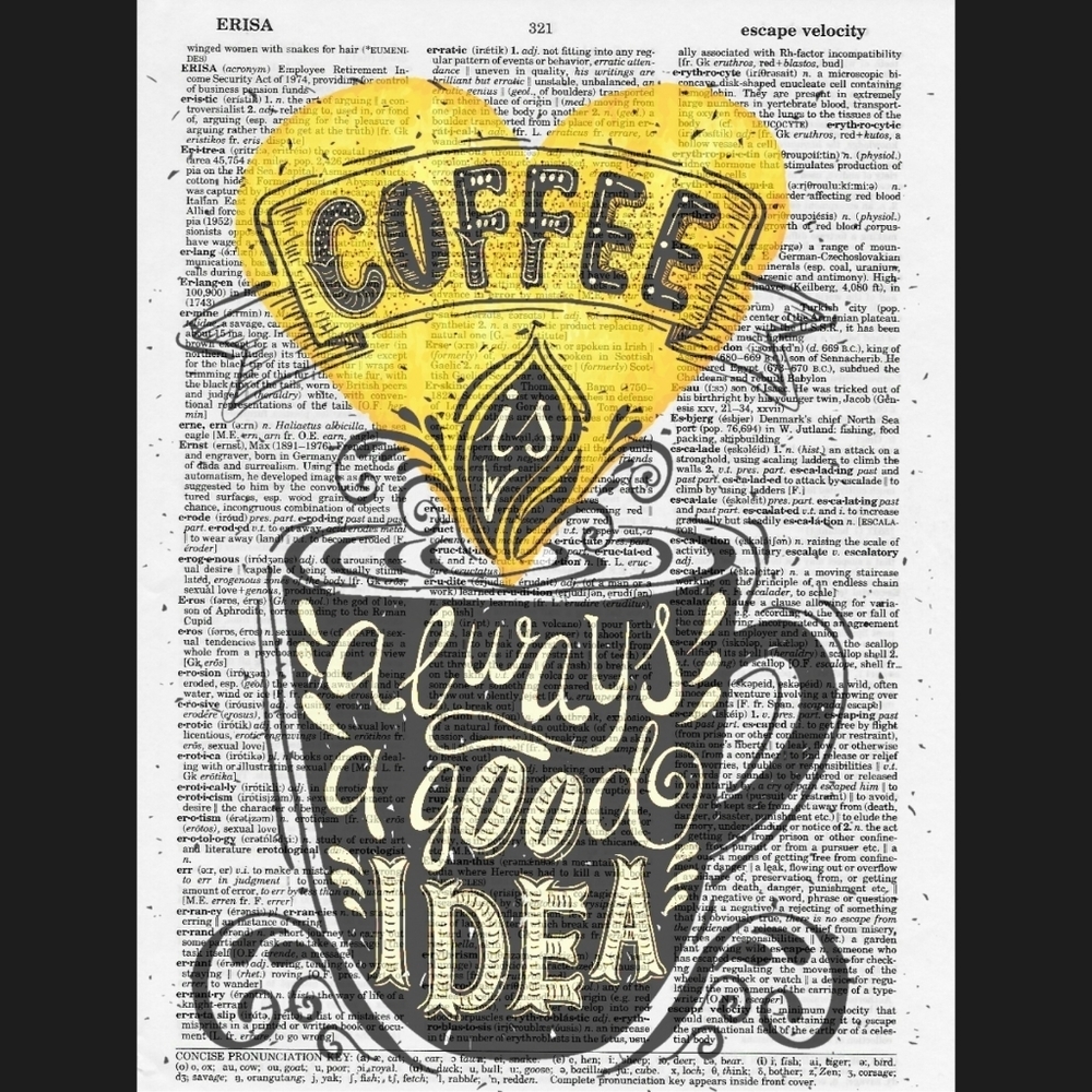 Coffee Love Kitchen Vintage Dictionary Art Print